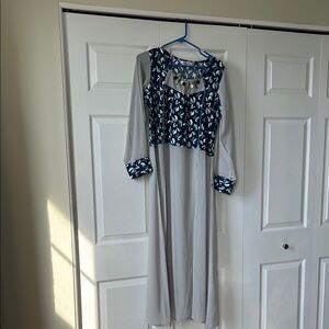 Elegant Gray and Blue Women's Dress